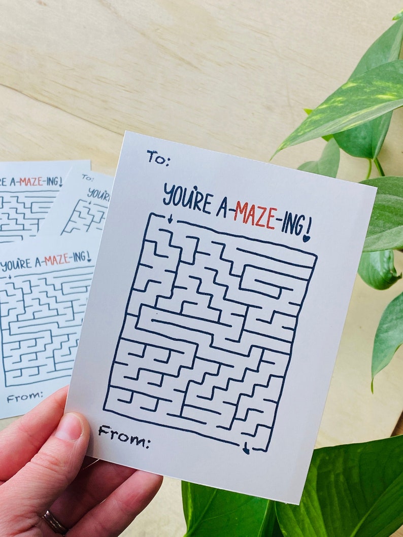 Valentines Cards Printable PDF Download Youre A maze ing Etsy