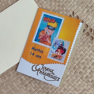 Carte d'anniversaire manga Naruto personnalisée - Idéale pour les fans de Naruto Modèle 1