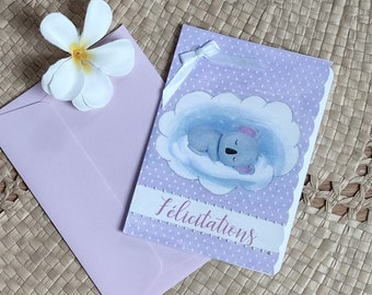 Personalized Birth Card - Congratulations to Baby - Koala Pattern - A precious souvenir to celebrate this unique moment