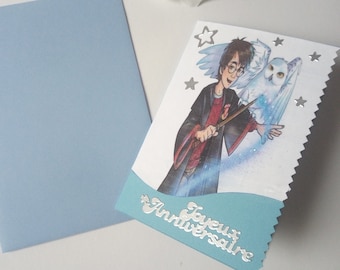 Carte anniversaire  Harry Potter personnalisée