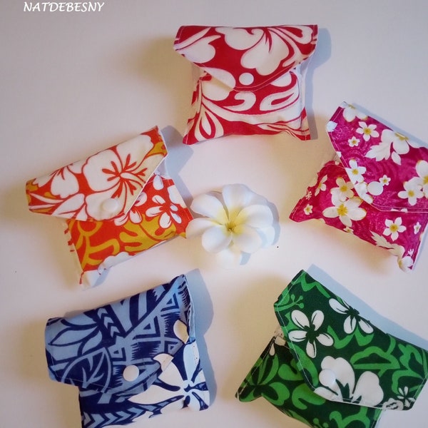 Lingettes lavables démaquillantes motif Tahiti avec pochette - Choisissez votre coloris préféré