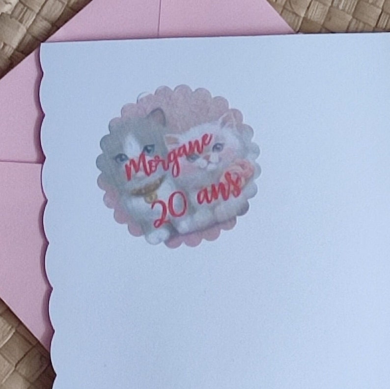 Carte d'anniversaire personnalisée rose avec adorables petits chats - Idéale pour femme ou petite fille Bild 5