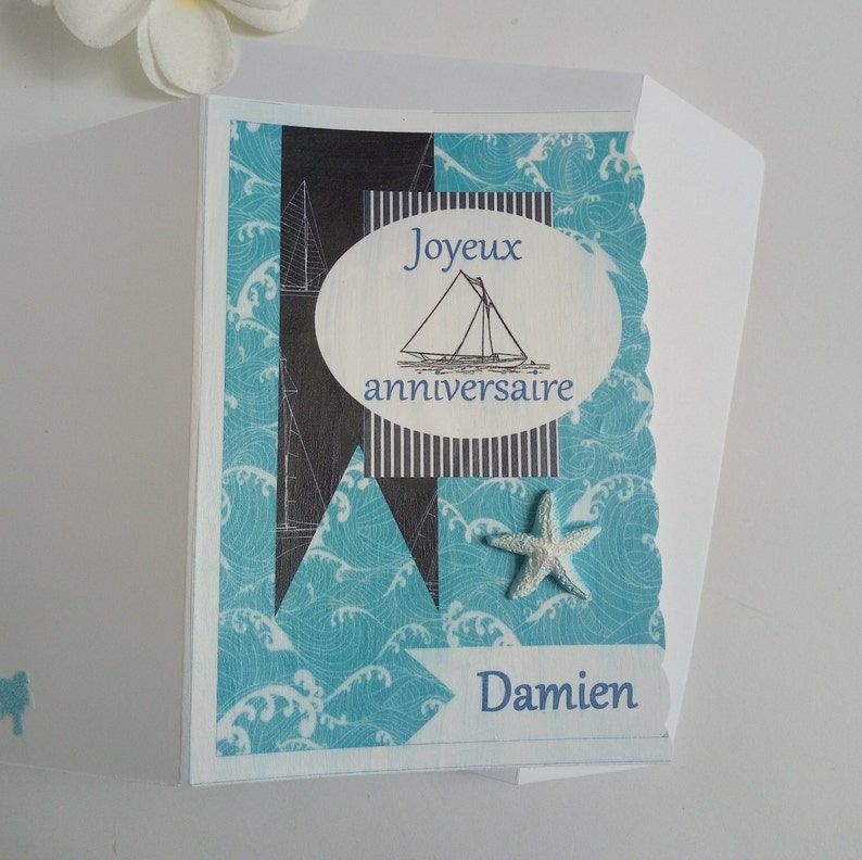 Carte anniversaire personnalisée homme maritime Modèle 2