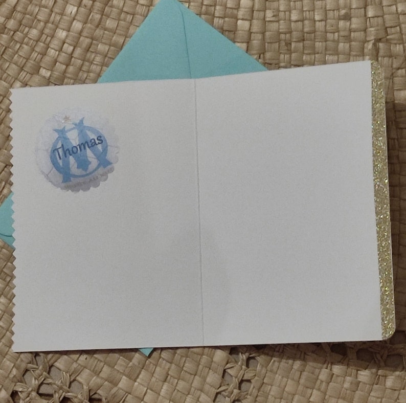 Interieur de la carte d anniversaire foot OM avec personnalisation