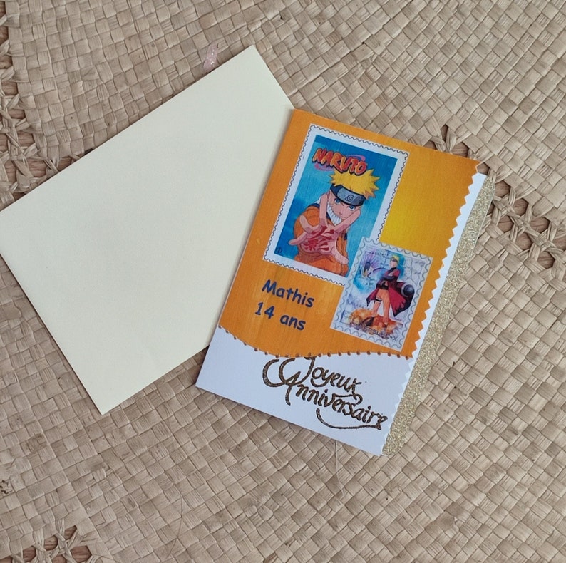 Carte d'anniversaire manga Naruto personnalisée - Idéale pour les fans de Naruto Modèle 1