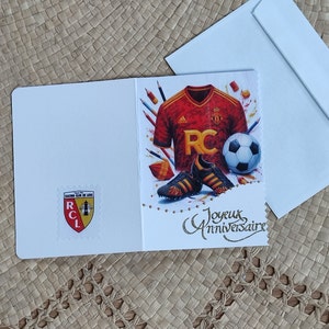 Vue de la carte double du RC Lens en rouge et or