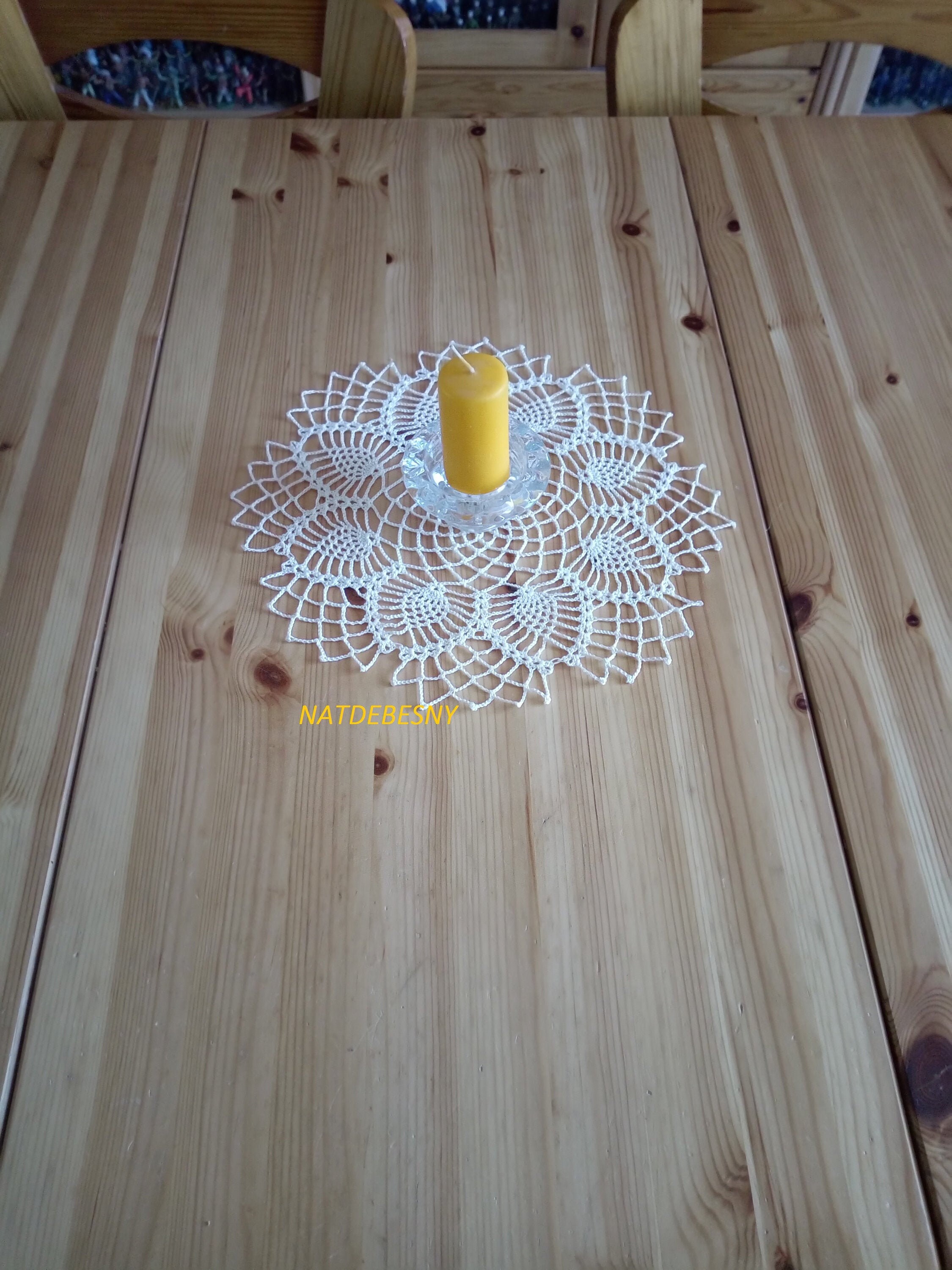 Napperon Au Crochet Jaune Pastel 30 cm