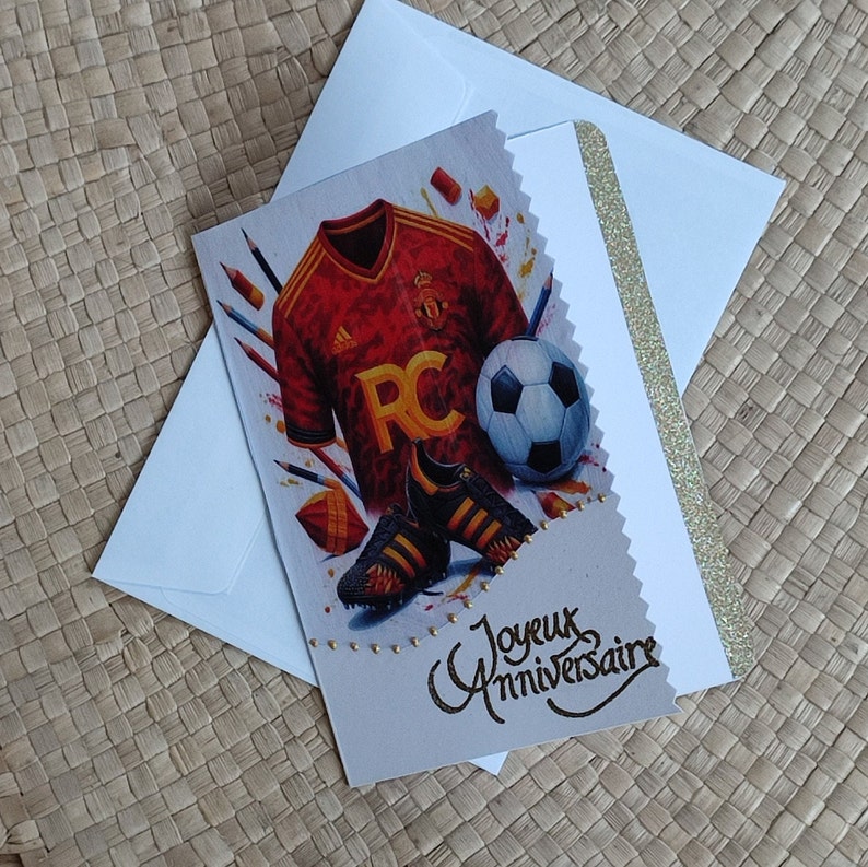 Carte d'anniversaire du RC Lens, carte pour homme ou adolescent pou petit fils