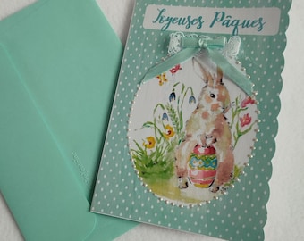 Carte de Pâques fait main personnalisée verte