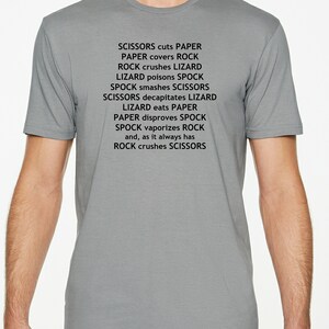 T-shirt da uomo Rock Paper Scissors Lizard Spock Rules