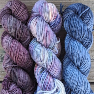 Non super wash worsted Merino, 100 gram skeins @ 218 yards, various colors