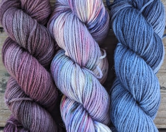 Non super wash worsted Merino, 100 gram skeins @ 218 yards, various colors