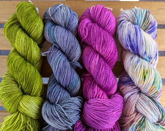 Dk weight, Super wash merino 100 grams @ 246 yards, various colors