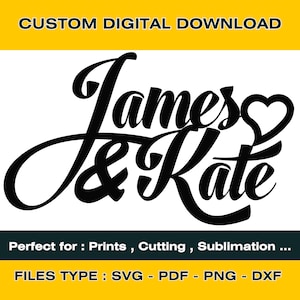 custom names svg | couple names with heart svg | wedding gift svg | anniversary | custom names heart |  printable Valentine day | Romantic