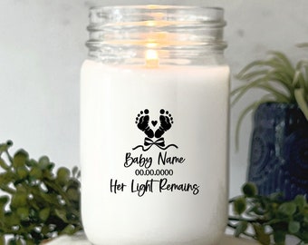 Infant and Pregnancy Loss Candle Baby Light Remains Gift Personalized Memorial Candle Condolence Gift