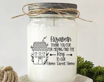Realtor Closing Gift Candle - Best Realtor Gift - Real Estate Agent Gift - Handmade Scented Candle Gift For Real Estate Agent