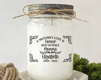 Mom Memorial Candle Mama Sympathy Personalized Candle For Loss of Mother Condolence Gift