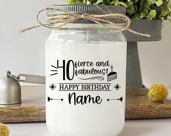 40th Birthday Gift Candle For Her, 40 Birthday, Birthday Gift Personalized