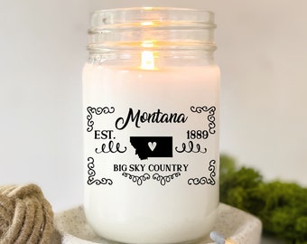 Montana State Scented Candle - Great Gift for College Students Missing Home