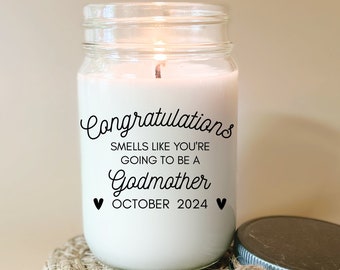 Smells Like You're Going to be A Godmother Candle | Pregnancy Announcement | Baptism Gift | Godmama Proposal Candle | Christening Gift