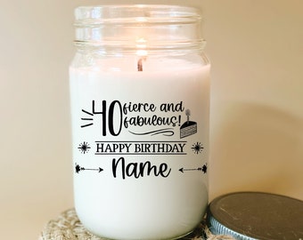 40th Birthday Gift Candle For Her, 40 Birthday, Birthday Gift Personalized