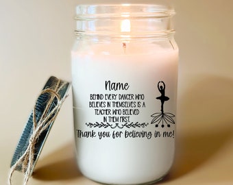 Dance Teacher Gift Candle Personalized Recital Gift for Dance Dancer Gift Ballet Teacher Dance Instructor