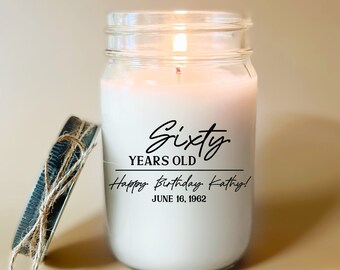 Sixty Year Old Minimalistic Birthday Candle Personalized Gift