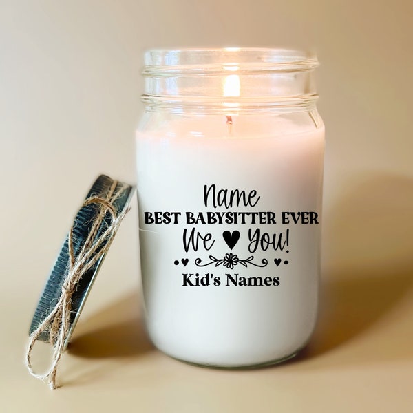 Babysitter Gift Candle Child Care Gift Personalized Sitter Thank You Gift Babysitter Birthday