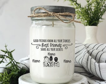 Best Friends Gift 3 Besties Gift 1 Candle Personalized Best Friends Candle Three Friends BFF Scented Soy Candles Friendship Gift