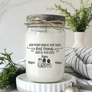 Best Friends Gift 3 Besties Gift 1 Candle Personalized Best Friends Candle Three Friends BFF Scented Soy Candles Friendship Gift