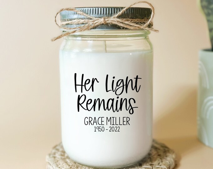 Bereavement Gift Candle - Customized Remembrance Gift - Sympathy Gift for Loss - Mom Memorial Candle