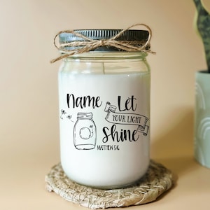 Let Your Light Shine Inspirational Gift Candle Personalized