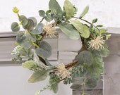 Aberdeen Sea Holly Candle Ring 9 quot Candle Greenery Wedding Wreath Tiered Tray Decor Mini Wreath Pillar Candle Ring