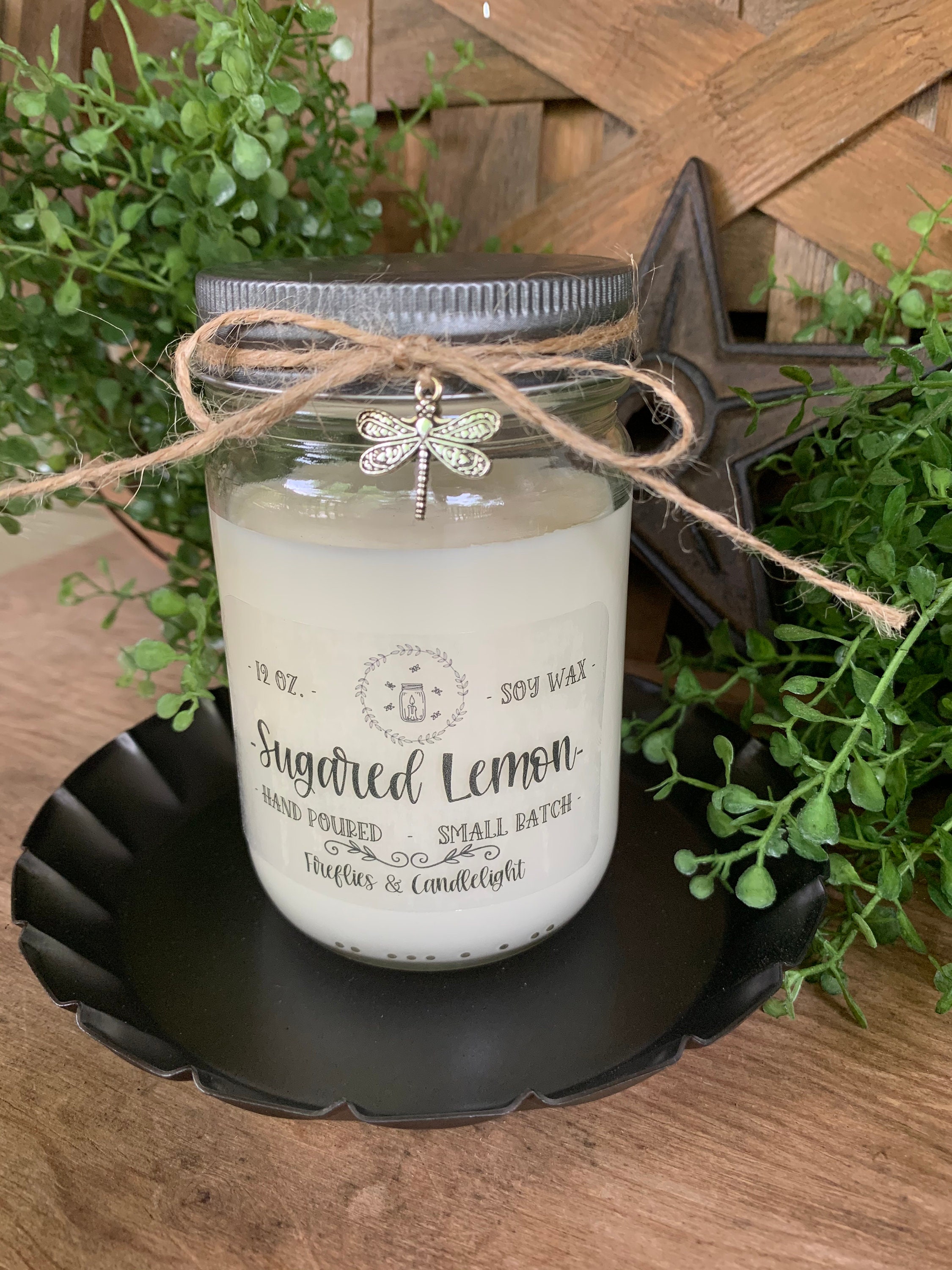 Sugared Lemon Soy Candle Farmhouse Candles Home Decor Soy Etsy