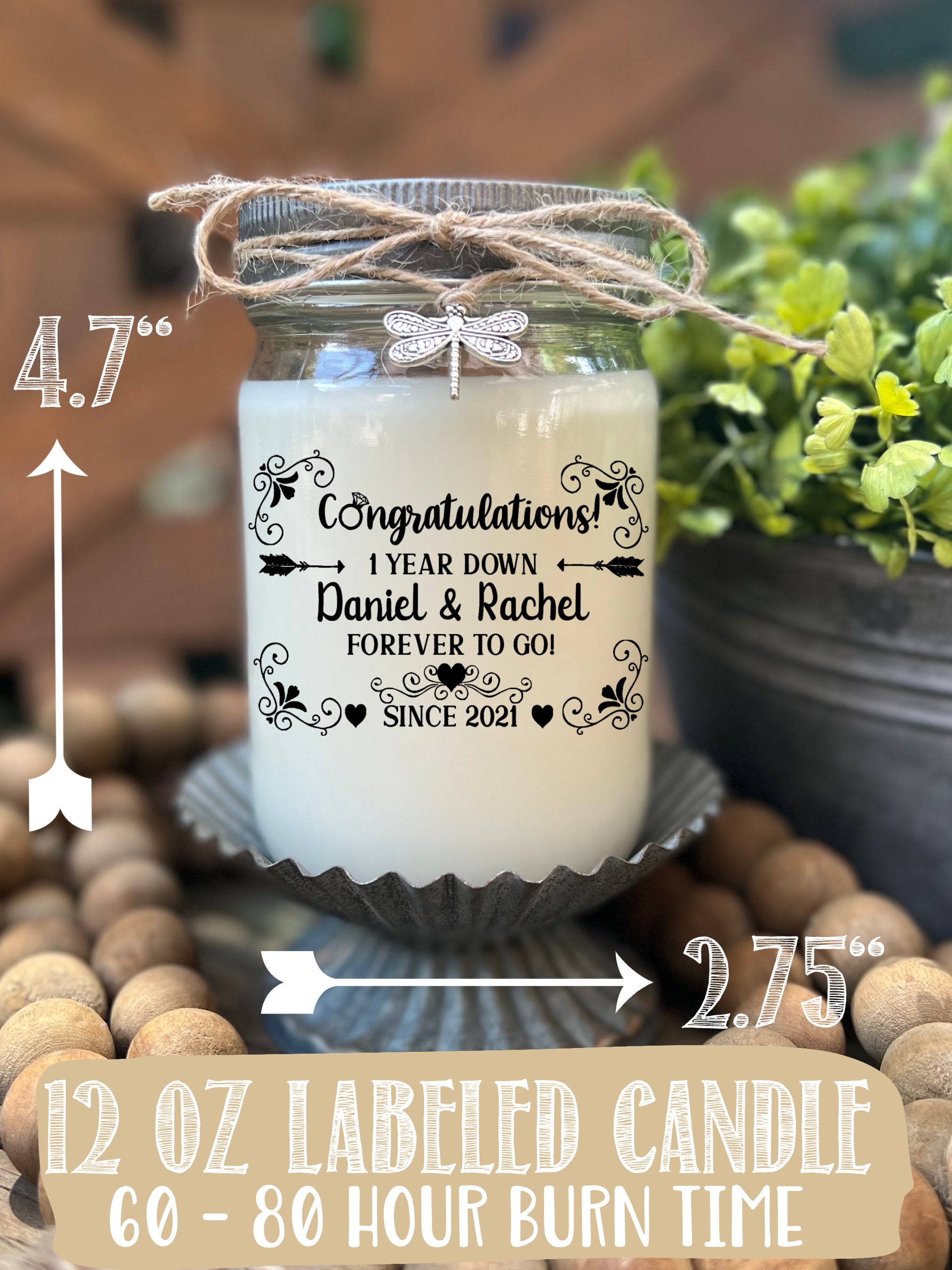 First Anniversary Gift Candle Personalized First Year Etsy