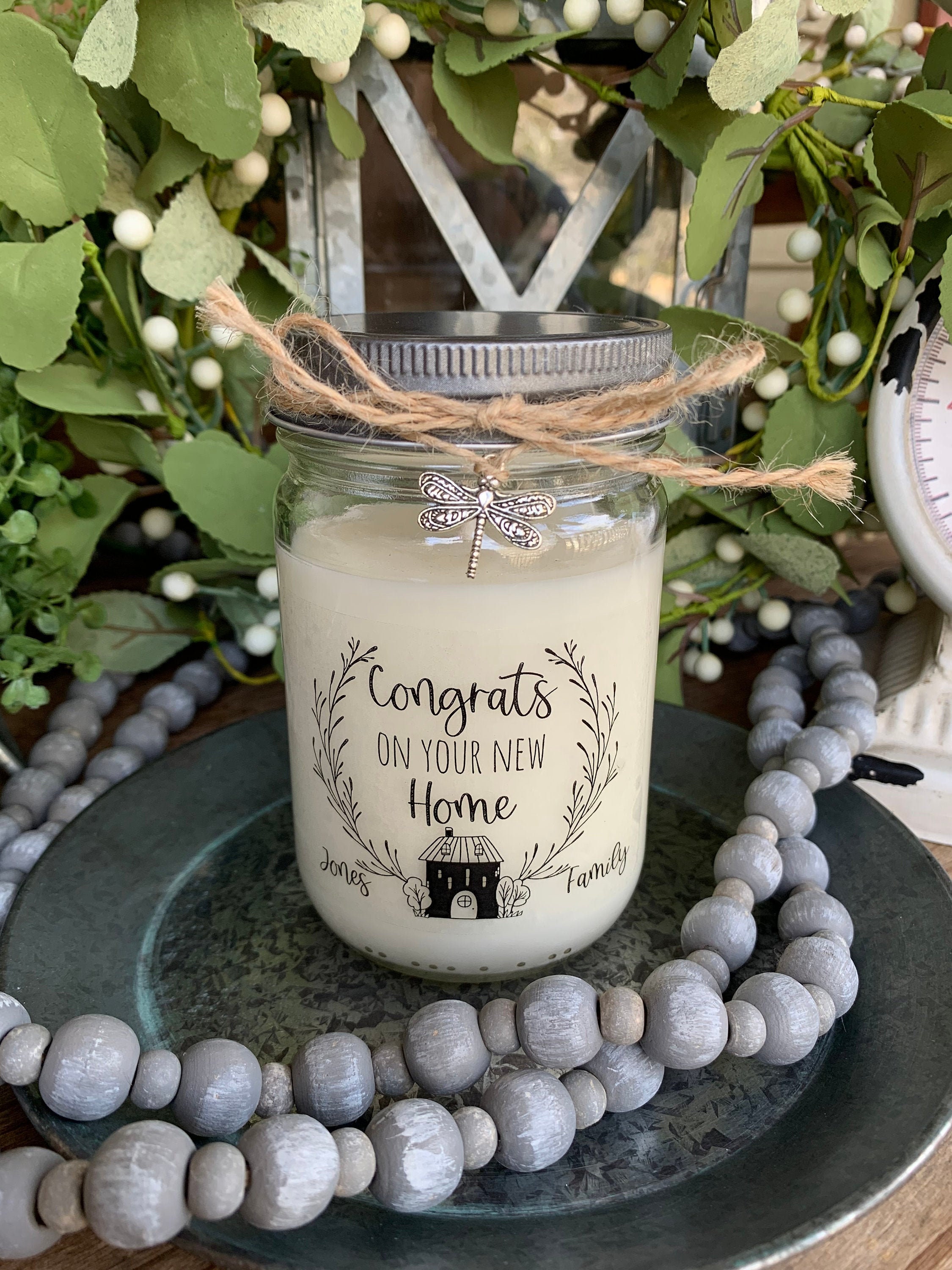 New Home Congrats Candle House Warming Gift Personalized Etsy