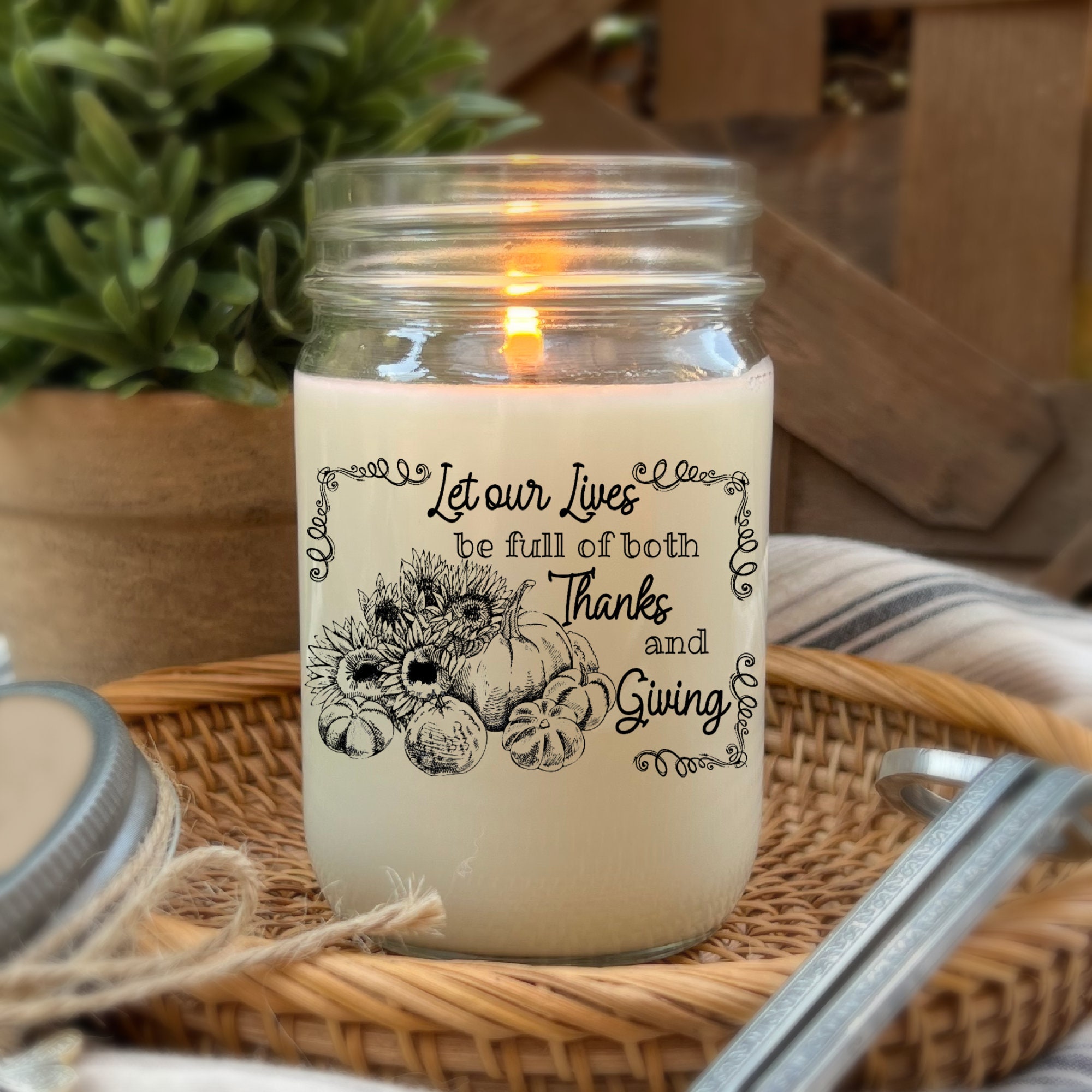 Life Full Of Thanks And Giving Candle Gift Personalized Lid - Etsy