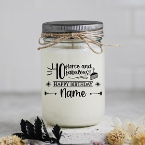 40th Birthday Gift Candle Personalized For Her, 40 Birthday, Birthday Gift
