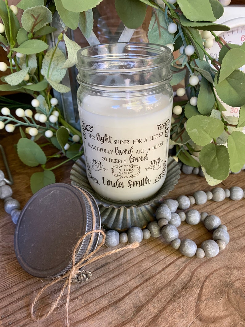 Memorial Gift Candle Personalized Remembrance Gift Sympathy Etsy