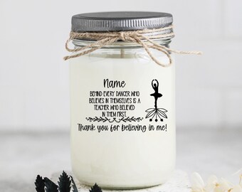 Dance Teacher Gift Candle Personalized Recital Gift for Dance Dancer Gift Ballet Teacher Dance Instructor