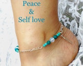 Anklet gemstones Opalite Turquoise Blue Howlite peace self love