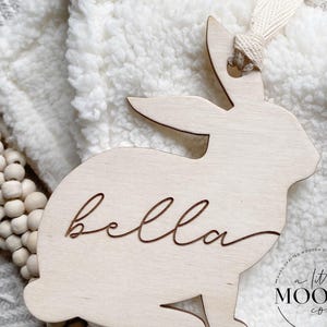 Engraved Wooden Easter Bunny Basket Tag (Digital Cut File)
