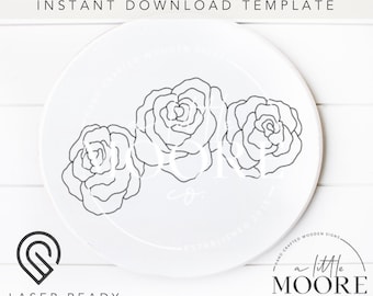 Rose Trio Floral SVG: Laser Cut File, Scroll Saw Template (Digital Download)