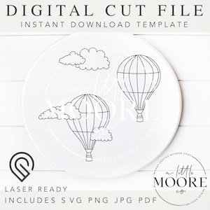 Luchtballonbundel enkellijns gesneden graveerbestand | Digitaal snijbestand | SVG-png-pdf-bestand | Glowforge lasergereed | Figuurzaagsjabloon