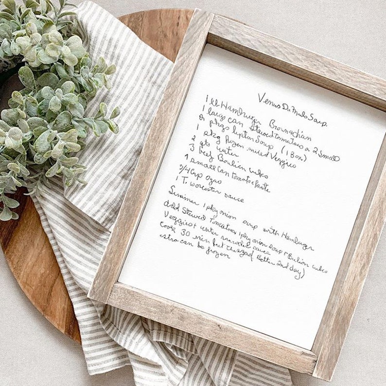 Handwritten Transfer Wooden Sign Recipe Notecard Letter Etsy