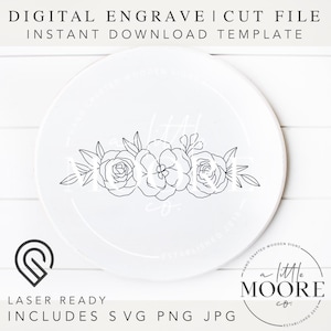 Florais de primavera | Arquivo de corte digital | SVG PNG PDF | Glowforge Laser Ready | Modelo de serra de vaivém | Flores desenhadas à mão