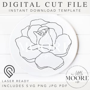 Roze bloemen | Digitaal snijbestand | SVG-png-pdf-bestand | Glowforge lasergereed | Figuurzaagsjabloon | Handgetekende bloemen