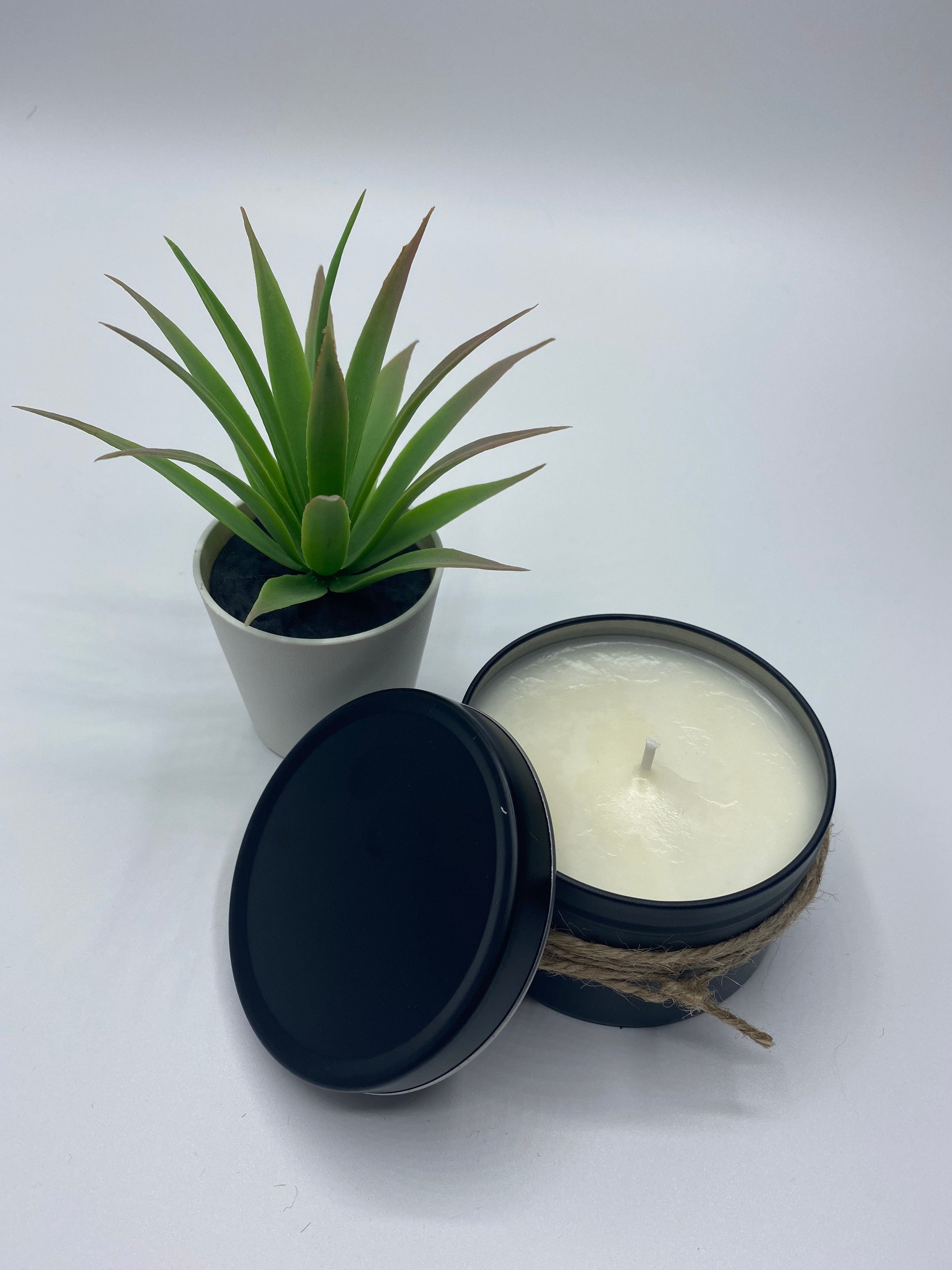 Black Tin Candle With Lid/candle/soy Candle/industrial / Etsy