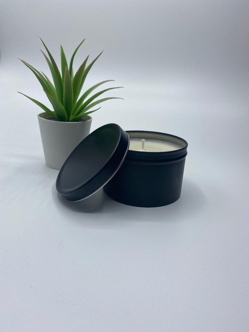 Black Tin Candle With Lid/candle/soy Candle/industrial / Etsy