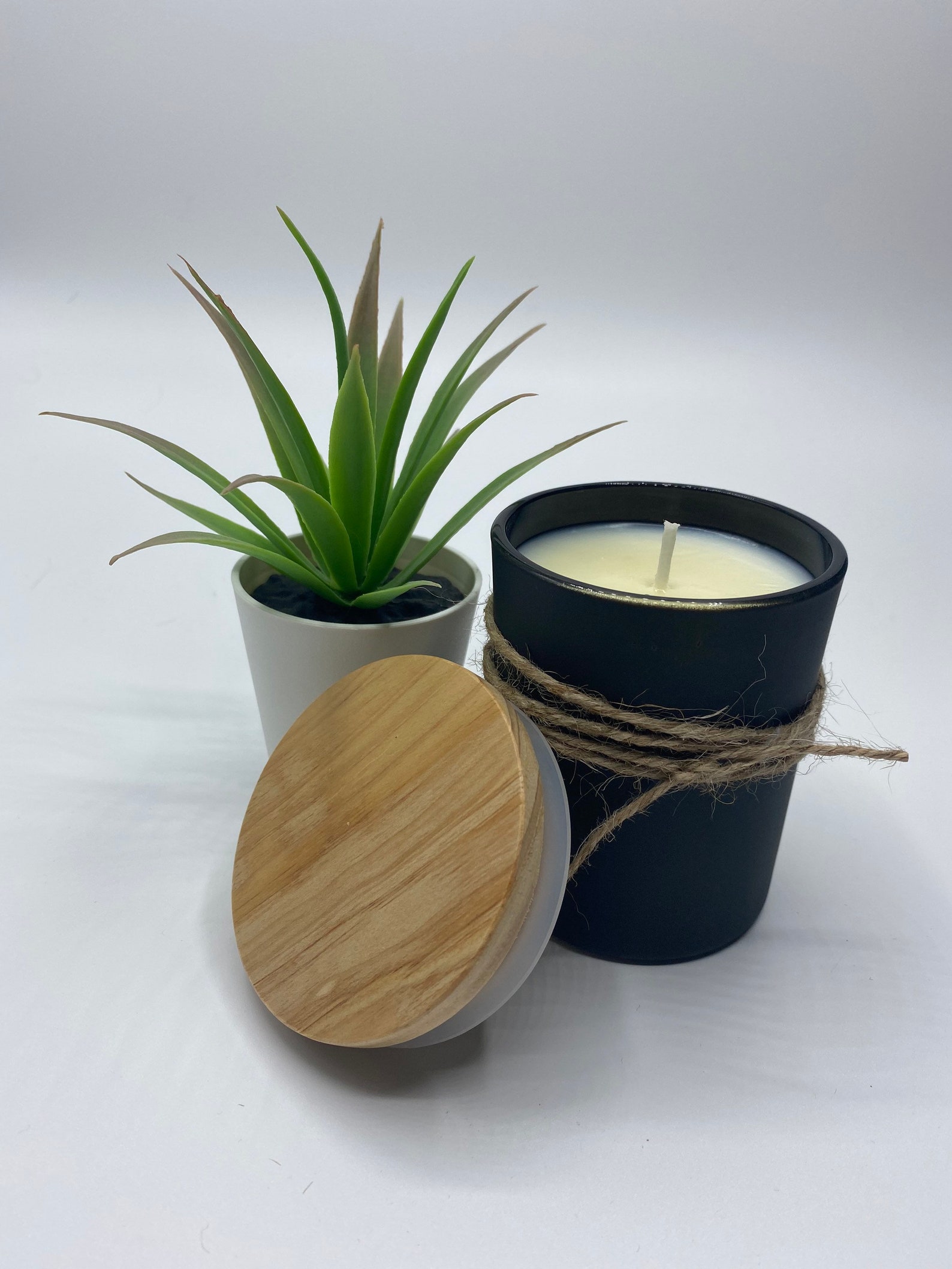 Black Jar Candle with wood lid/Candle/Soy Candle/Industrial / Etsy